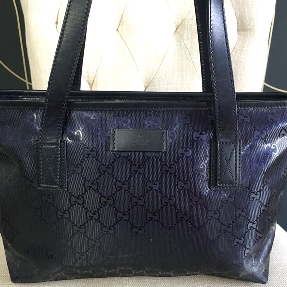 Gucci authentic tote bag navy imprime coated canvas - Picture 6 of 16
